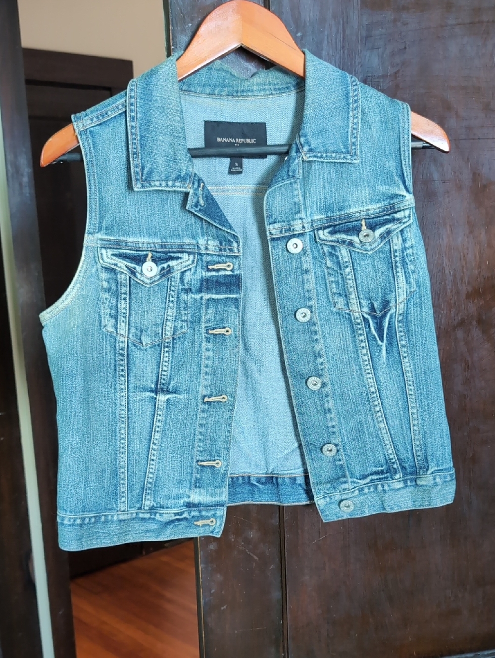 Banana Republic Blue Denim Vest with Button Front